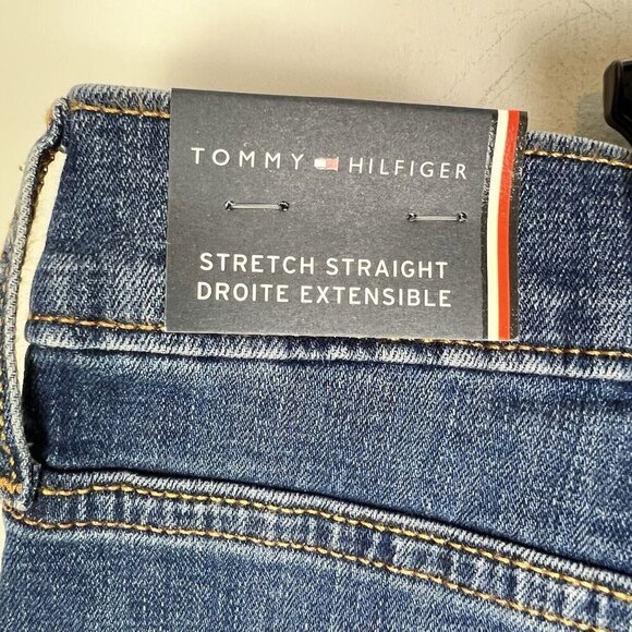 Tommy Hilfiger Men’s Straight Fit Stretch Jeans Size 40 x 30 Blue Dark Wash NWT - Picture 8 of 11